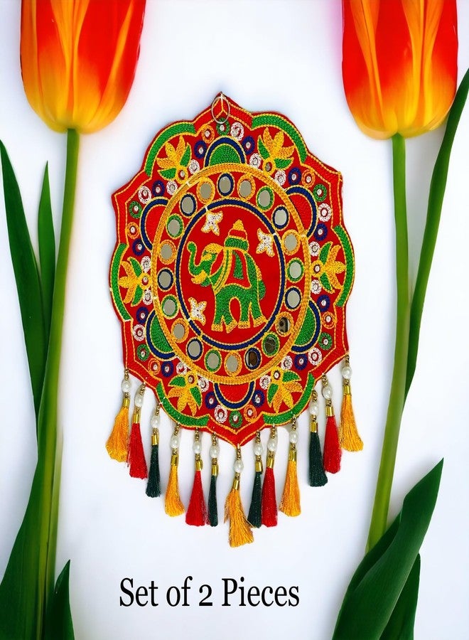 TORNORY Velvet Door Hangings For Home Decoration | Latkan | Jhumar | Stylish Torans For Entrance Door(Set Of 2 Pieces) (Round-Todla03), Multicolour - Image 4